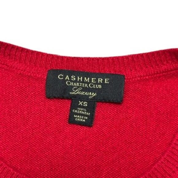 Charter Club 100% Cashmere Sweater Cherry Red Crewneck Knit Super Soft Sz XS - Picture 4 of 4